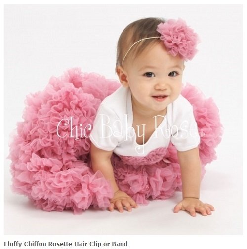 Fluffy Chiffon Rosette Hair Clip or Band 4