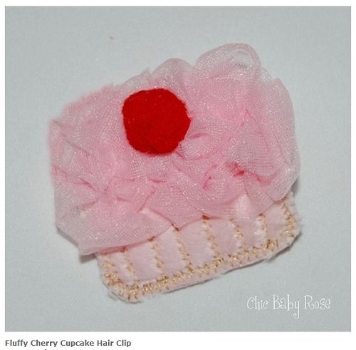 Fluffy Cherry Cupcake Hair Clip