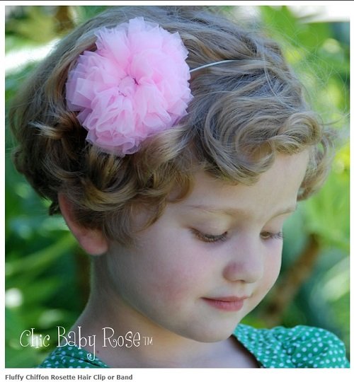 Fluffy Chiffon Rosette Hair Clip or Band 5 500