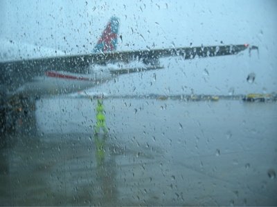 raining airport