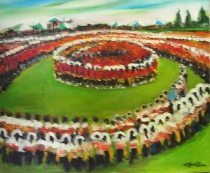 蕭耀天〈鄒族戰祭〉，2009年，油畫