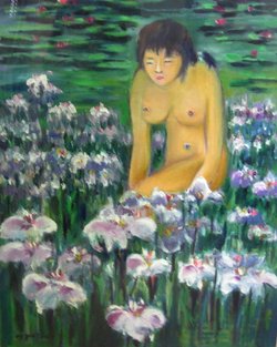 蕭耀天〈昌蒲夭夭〉，2009年，油畫