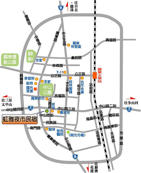 map羅東虹雅夜市民宿位置