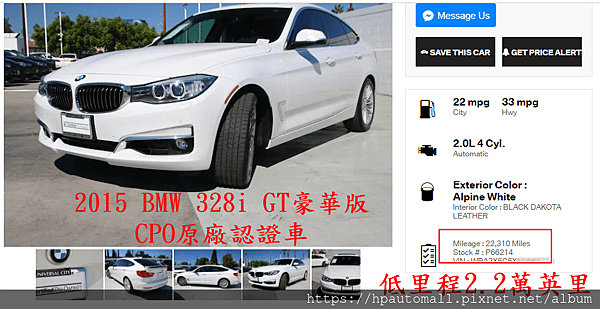 BMW 328i GT豪華版，CPO原廠認證車，低里程2.2萬英里,大滿配 代辦費用139萬 