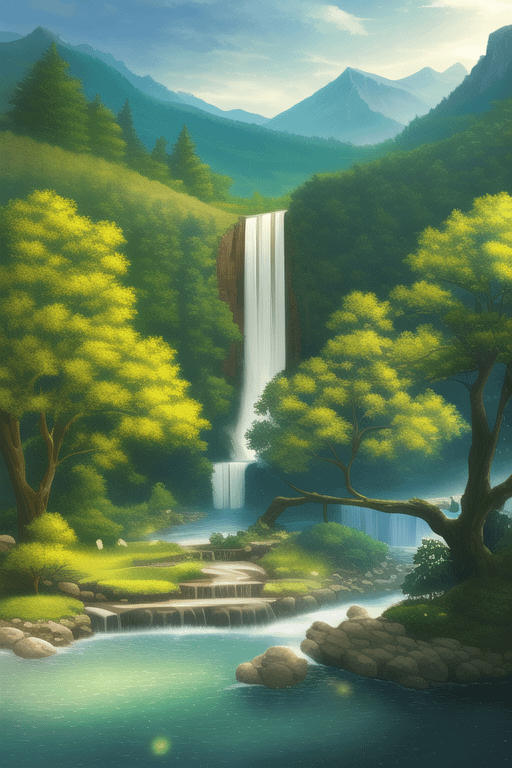 _forest, river, mountain, waterfall, garden, animal,  s-2522639005.png