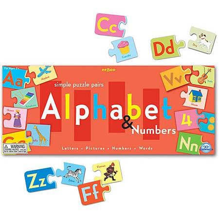 eeBoo Alphabet &amp; Numbers Puzzle Pairs