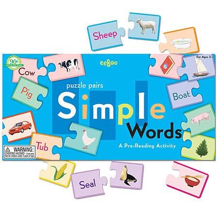 eeBoo Simple Words Puzzle Pairs