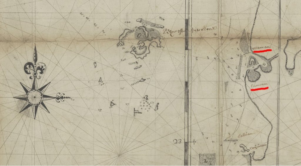 1623年所繪製的中國和澎湖列島圖有北港.jpg