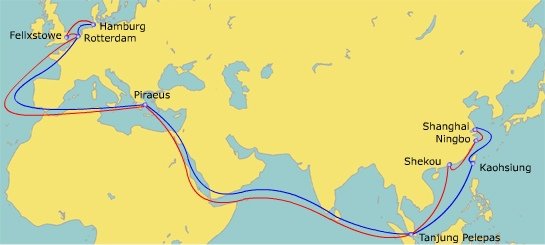 德國到台灣海運航線