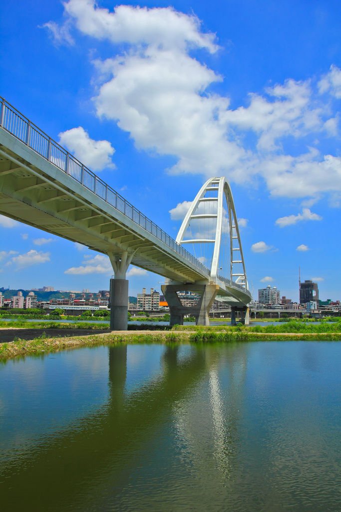 【新北景點】板橋新莊新月橋‧跨堤景觀橋│騎單車賞夕陽夜景│4