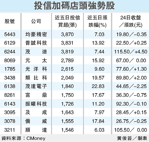 12檔 投信加碼店頭強勢股.gif