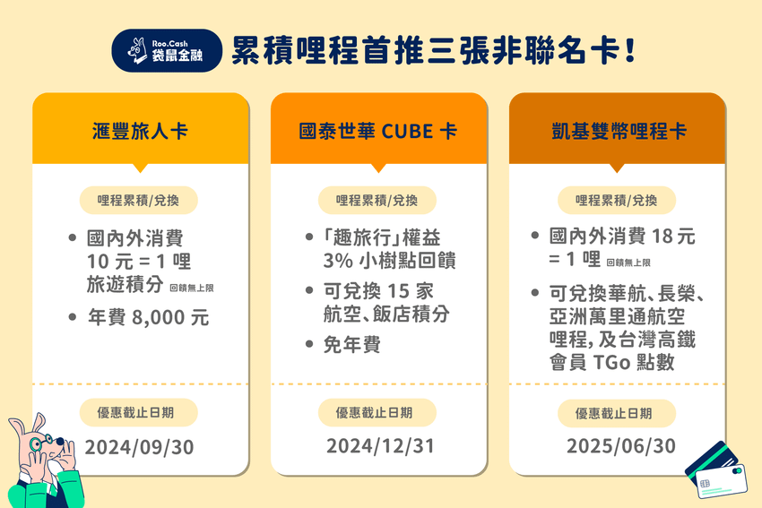 日常消費一邊累計、換哩程 「非聯名卡」首推這三張！.png