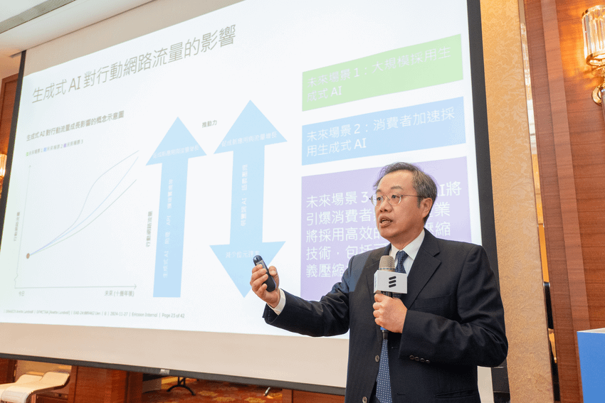 【新聞圖片3】台灣愛立信技術長姚旦說明，隨著生成式AI與沉浸式互動的增加，將使行動流量成長.png