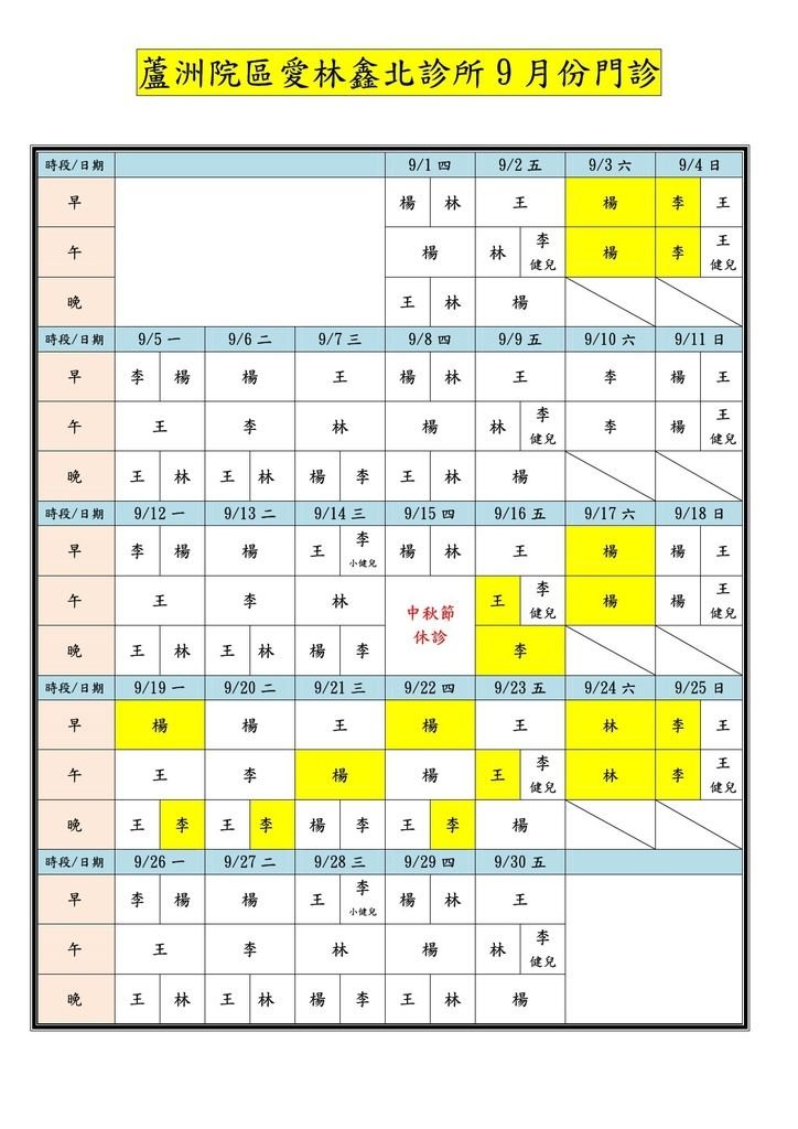 愛林醫療機構兩院區10509月份門診-2