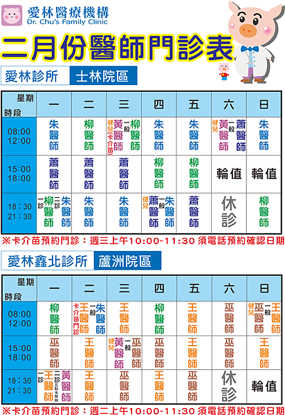 20132月份醫師門診公告直式