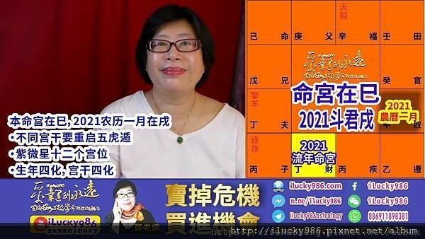 巳 2021辛丑牛運勢命宮十二宮流年斗君2021農曆一月 ilucky986愛幸運紫微斗數 微博 weibo wechat pixnet.jpg