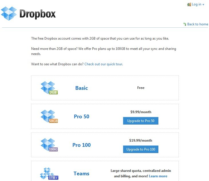 dropbox upgrade