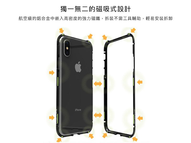 Elpaka Magnet 鋁合金磁吸式保護邊框 for iPhone X/8/7 Plus