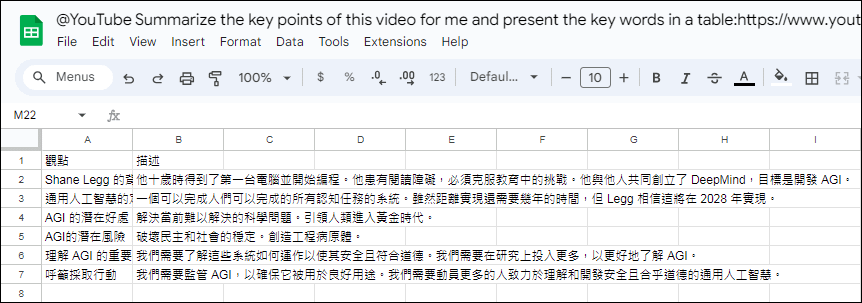 利用Google Bard為YouTube影片產生重點摘要、
