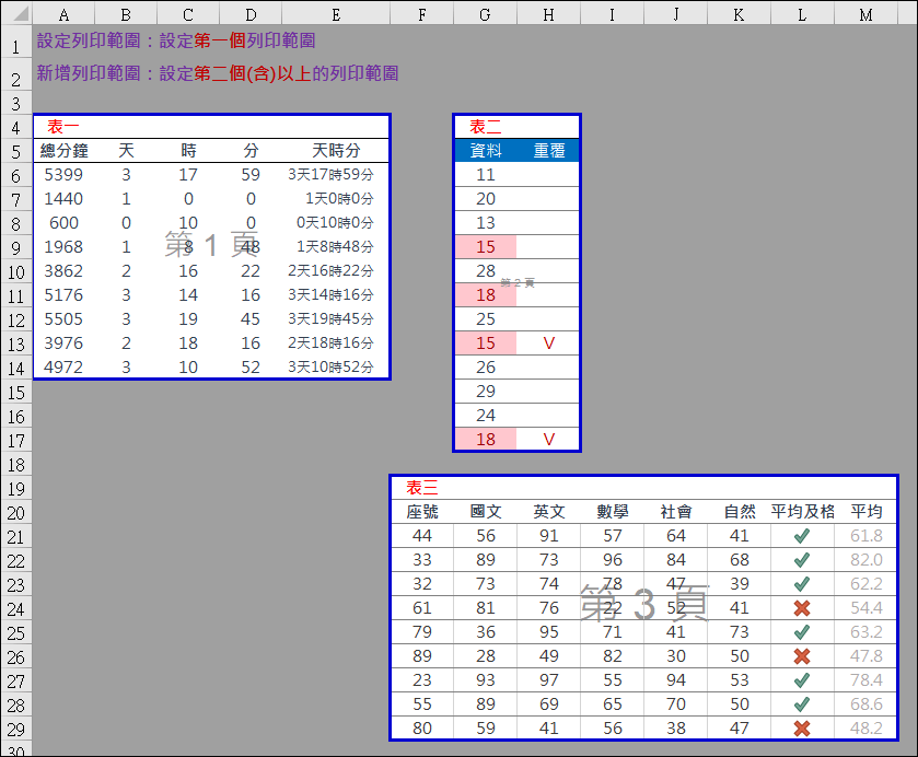 Excel-如何將同一工作表裡的多個表格依指定順序列印至不同