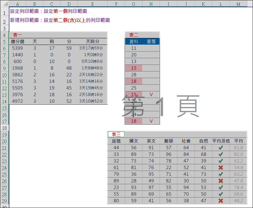 Excel-如何將同一工作表裡的多個表格依指定順序列印至不同