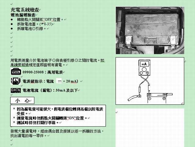 SKYWAVE250 約3分鐘內  電瓶電壓驟降