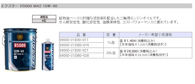 SUZUKI日本原裝進口 R5000 10W-40 MA2機油