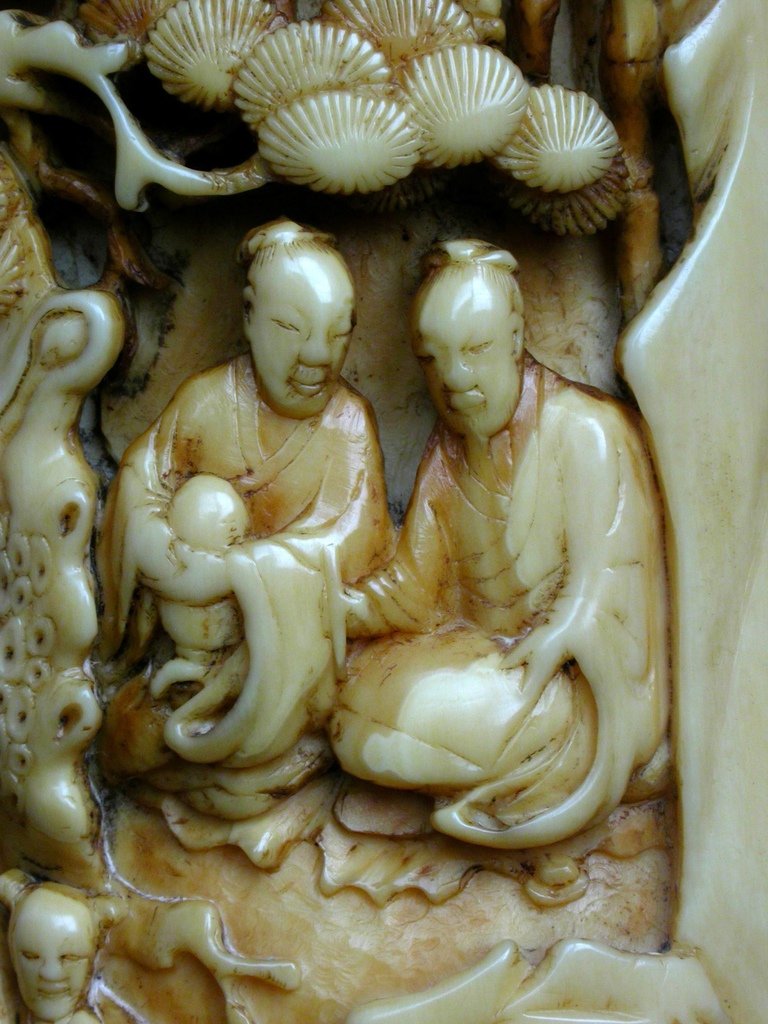 I03清象牙高浮雕西園雅集圖筆筒09.JPG