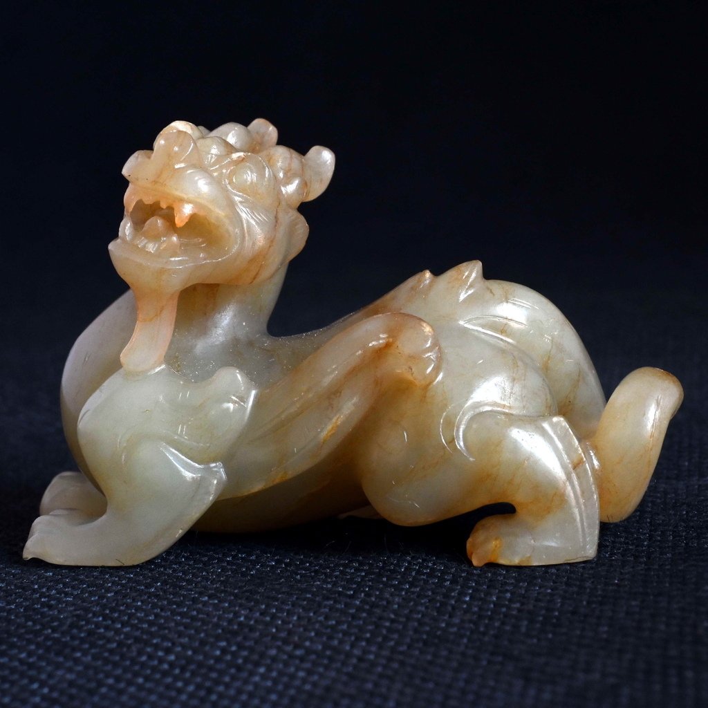 J655漢代青黃玉雙角辟邪(大-精76克)01.jpg