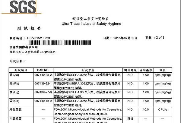 洗髮精檢驗報告