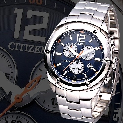 CITIZEN Eco-Drive 勁風三眼光動能計時錶-深藍/43mm