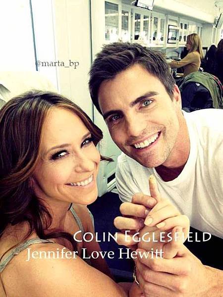 Colin Egglesfield with Jennifer Love Hewitt on set