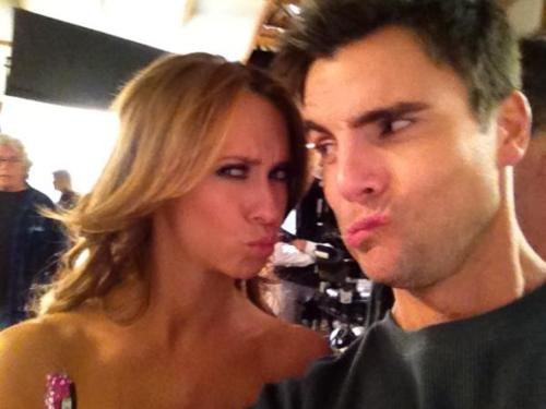 Colin Egglesfield with Jennifer Love Hewitt on set