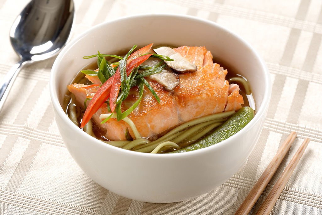 Crisp Salmon with Snap Peas, Shiitake &amp; Spinach Noodles-B.JPG