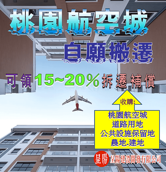 桃園航空城自願搬遷區 可領取15~20％拆遷補償-土地買賣，土地開發，不動產買賣-呈陽建設開發有限公司.png