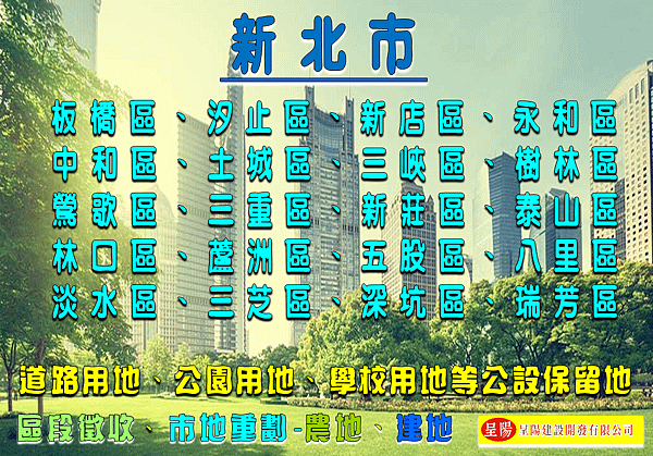 新北市-道路用地、公園用地、學校用地等公設保留地-土地買賣，土地開發，不動產買賣-呈陽建設開發有限公司.png