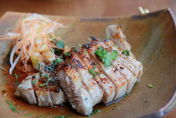 Cumin BBQ Pork Loin with shaved vegetables &amp; cilantro