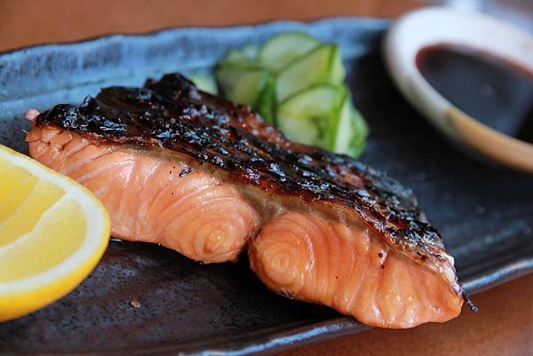 Salmon Teriyaki with pickled cucumber