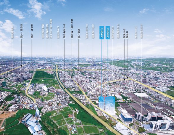 [竹北台元] 竹風建設「竹風美麗城」(大樓)2014-10-13 空拍合成參考圖高清版