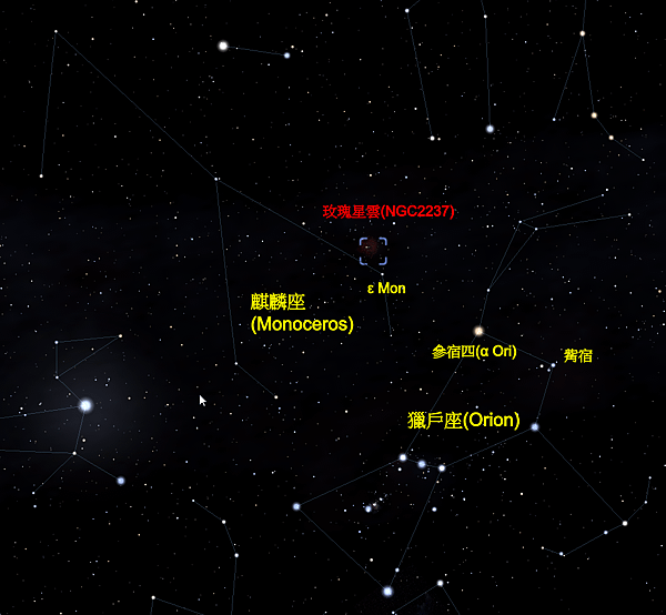 麒麟座的玫瑰星雲 NGC2237_stellrium_標示.png