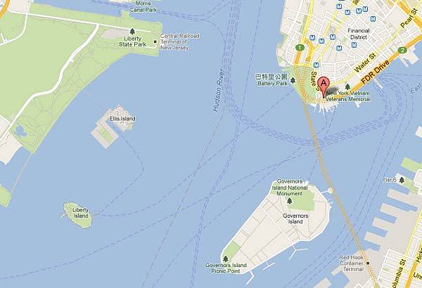 The Staten Island Ferry (史坦頓島渡輪) 到自由女神像 map