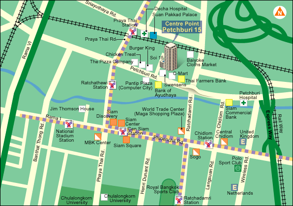 國曼谷住宿~Centre Point 水門帝寶酒店(Petchburi 15)MAP