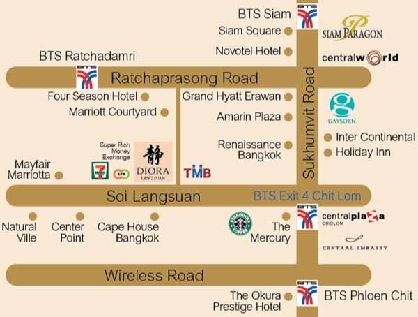 泰國曼谷-靜Diora SPA按摩店 MAP