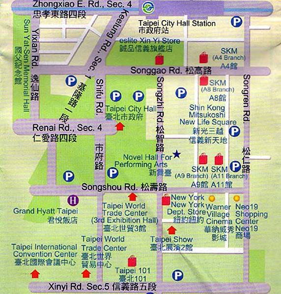 xinyi-shopping-area-eslite-taipei-101-taiwan-map