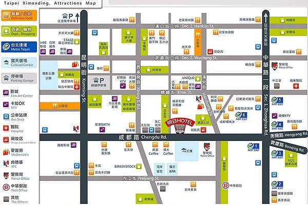 Ximenting (Ximending) tourist attractions Map