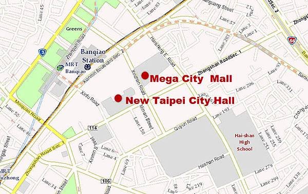 New Taipei City Hall Banqiao Mega City Shopping Mall MAP