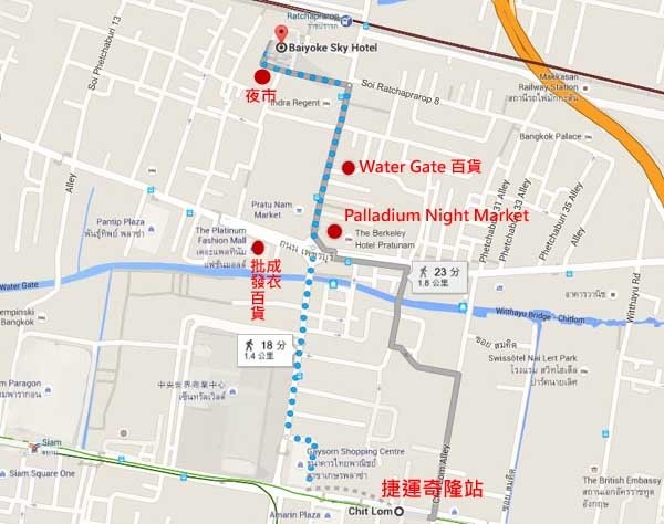 BTS Chit Lom-Baiyoke Sky Hotel map