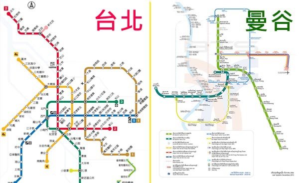 泰國曼谷捷運圖PK台北捷運圖