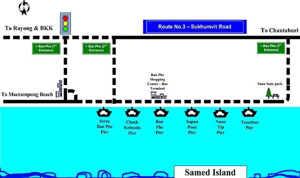 Rayong Piers to Koh Samed MAP