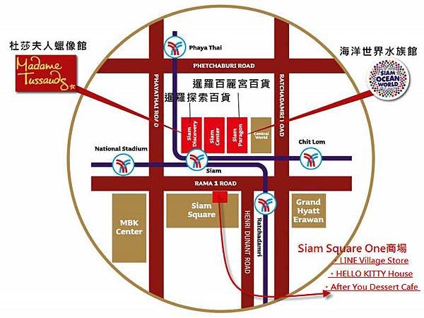 Siam Paragon百貨 Siam Square One MAP